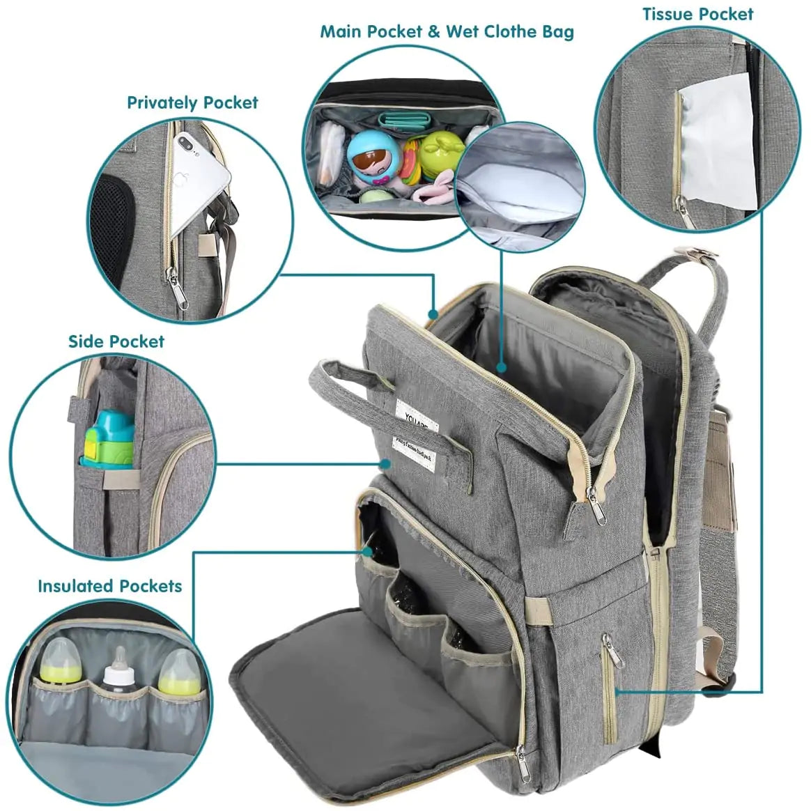 Backpack Diaper Bag & Crib