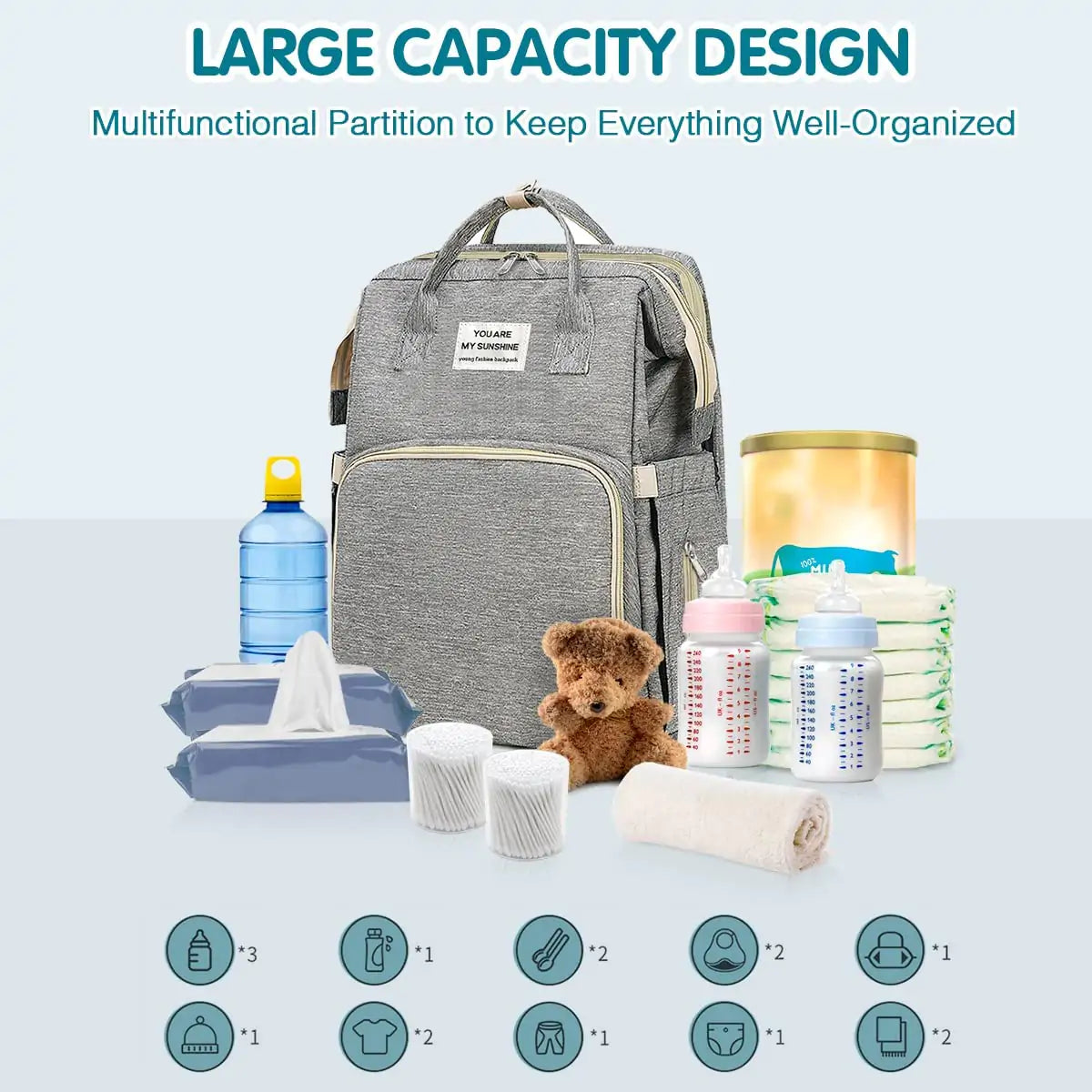 Backpack Diaper Bag & Crib