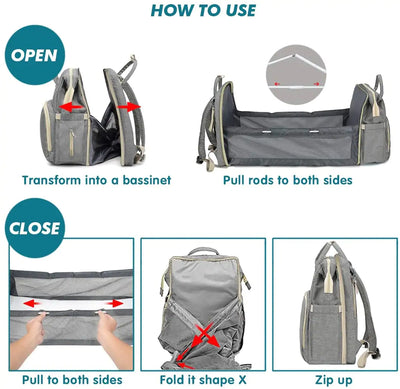 Backpack Diaper Bag & Crib